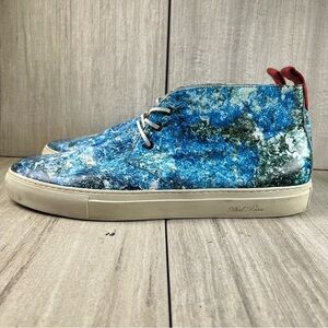 Del Toro Chukka Boots‎ Blue Leather Splatter Sneaker Made in Italy Men’s Size 18